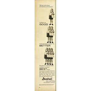 Durene "The Ultimate in Cotton Luxury" Children holding doll Vtg Print Ad 1963